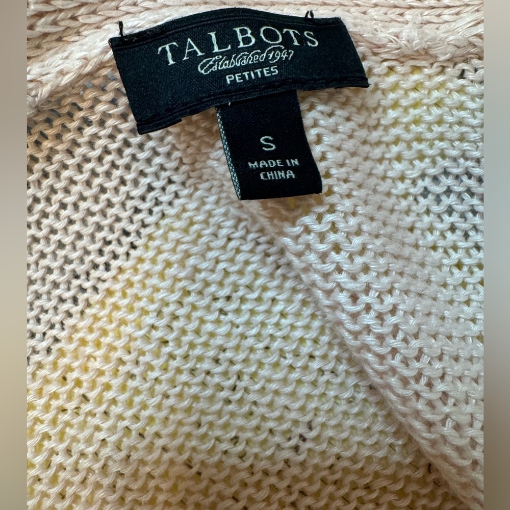 Talbots sz S Petite all linen knit pale blush cardigan - Picture 5 of 5